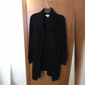 EUC St. John’s Bay Black Chunky Long Cardigan